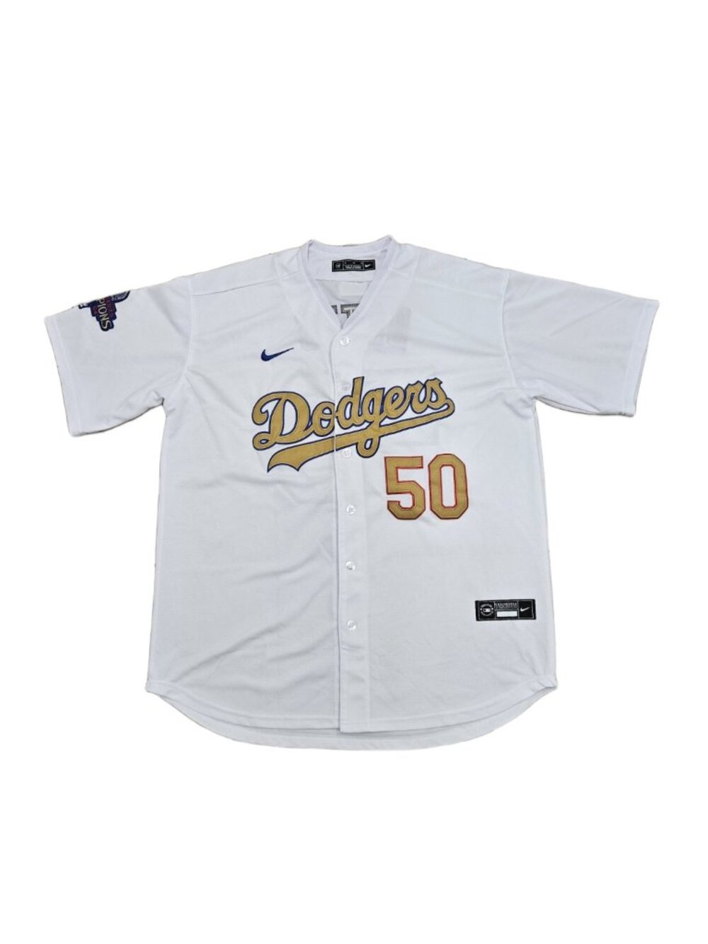 Nike Dodgers Mookie Betts #50 2024 World Series Gold Jersey Men's XL